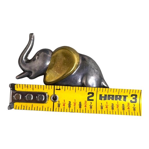 Vintage Laton Taxco Silver Gold Two Tone Elephant Brooch Pin Trunk Up pendant - Picture 4 of 6